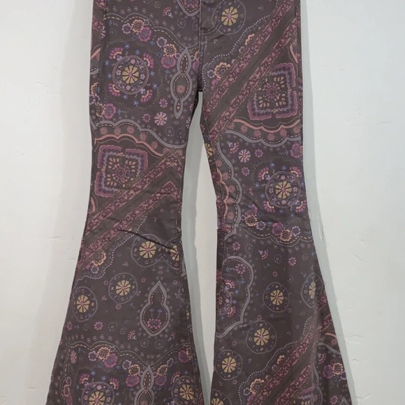 We The Free Brown Paisley Flare Jeans - Picture 3 of 6